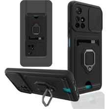 Sh Xiaomi Redmi Note 11T Kılıf Zuma Kartvizitli Yüzüklü Silikon - Siyah Sh Najmaddin