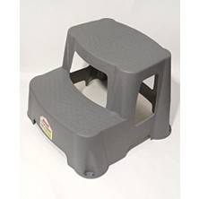 Trendexa Füme K.gri Kaymaz Taban Yükseltici Basamaklı Çocuk Lavabo Taburesi 120 kg Taşır 2 Basamaklı Merdiven
