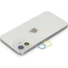Sh Apple Iphone 12 Mini Renkli Kamera Lens Koruma Cam - Sarı-Mavi Sh Najmaddin