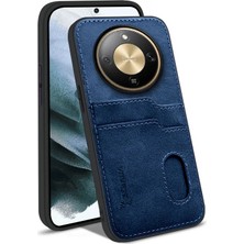 Honor Magic 8 Lite Uyumlu Kılıf Zebana Kartlıklı Lüx Deri Kılıf Lacivert