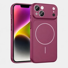 Apple iPhone 15 Uyumlu Kılıf Zebana Titanmag Kılıf (Iphone 18 Pro Max Görünümlü) Burgonya (Bordo)