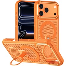 Apple iPhone 18 Pro Uyumlu Kılıf Zebana Coolring M-Safe Silikon Kılıf Turuncu