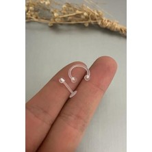 Trendexa Şeffaf Bioplast Tragus ve Helix Kıkırdak Piercing, 2 Adet, Beyaz