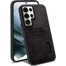 Samsung Galaxy S26 Ultra Uyumlu Kılıf Zebana Kartlıklı Lüx Deri Kılıf Siyah