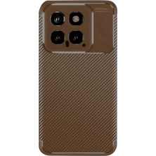 Sh Xiaomi Mi 14T Kılıf Auto Focus Karbon Kapak - Kahverengi Sh Najmaddin