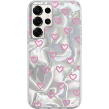 Samsung Galaxy S26 Ultra Uyumlu Kılıf Zebana Pink Heart Silikon Kılıf Pembe