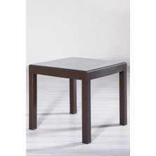 Tr Rattan 80X80 Camlı Kahve Masa - Bahçe&balkon&teras