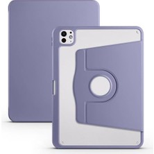 Trendexa iPad Pro 11 2024 Uyumlu Lavendery Gray Döner Standlı, Termik Kalem Bölmeli Kılıf