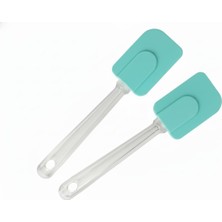 Tr Silikon Spatula, Mutfak Kullanımı Için Şeffaf Saplı Askılı (2, Turkuaz)