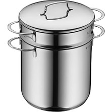 Trendexa Mini Makarna Tenceresi, 18 Cm, 3 L, Metal Kapaklı ve Süzgeç Sepetli, Cromargan® Yüksek Kaliteli Parlak Paslanmaz Çelik, Indüksiyon Uyumlu, Istiflenebilir