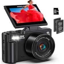Trendexa Kamera, Fotoğrafçılık Için Dijital Fotoğraf Makineleri - Youtube Wifi Için 5k 75 Mp Vlog - UHD Otomatik Odaklama Vlog Kamera 3 Inç 180 ° Flip Ekran 18X Zoom ile – Youtube Travel 32 GB Sd Kart, 2
