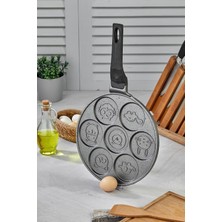 Tr 28 cm Döküm Granit Kaplama Emoji Pankek Tavası, Gri