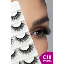 Trendexa Ruby Face Doğal Görünümlü Ipek Bütün 5'li Takma Kirpik Seti- 5 Çift Gerçek Takma Kirpik- Model: C18