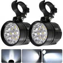 Trendexa Ultra Power Lightning Usa Motosiklet Sis Farı 2 Adet 9 LED Off Road Spot Sel Kombo Delici Taşkın Çalışma Lambası Yardımcı Sürüş Işık Barları