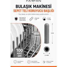 Trendexa 100 Adet Gri Bulaşık Makinesi Sepet Ucu Plastik Kapak, Tamir Seti