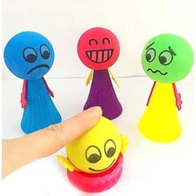Trendexa Renkli Zıp Zıp Oyuncak Emoji Top Bas Fırlat Mini Oyuncak Top
