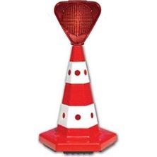 Trendexa Lamba, Kedi Gözlü Trafik Konisi 54 cm + Solarlı Flaşör (Kırmızı)
