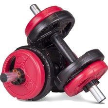 Tr Spor 10 Kg(2 x 5kg) Multifonksiyonel Grip Plate Dumbbell Set Kırmızı Siyah