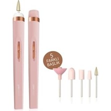 Trendexa PSC16 Manikür ve Pedikür Seti, LED Işıklı, Rose Gold, 5 Başlıklı