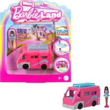 Trendexa Mini Barbieland Bebek ve Araç Seti, 4 cm Bebek, Renk Değiştiren Havuz ve Rüya Karavanı, HYF39