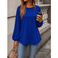 Defy Moda Kadın Uzun Kollu Bisiklet Yakalı Janjan Krep Bluz