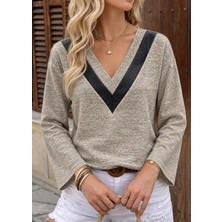 Defy Moda Yumoş Deri Detaylı Bluz
