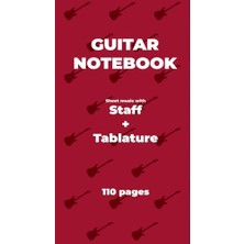 Trendexa Guıtar Notebook. Sheet Music With Staff + Tablature: Red Cover; White Paper, A4 Size, Ideal For Guitarists. 5 Staff + Tablatures Per Page.