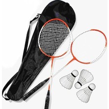 Trendexa Çantalı Pro Badminton Seti 2 Adet Badminton Raketi 3 Adet Badminton Topu Pro Badminton Set Kırmızı-Beyaz