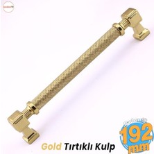 Trendexa Gold Altın Metal 192 mm Grip Desenli Kulp Mobilya Çekmece Mutfak Dolabı Dolap Modern Kapak Kulpları