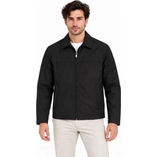 Defy Moda Erkek Su Itici Rüzgar Keser Astarlı Tam Fermuarlı 4 Mevsim Regular Fit Mont Ceket - Siyah