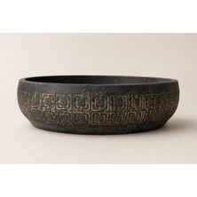 Trendexa Antrasit Gold 25-30 cm Beton Aranjman ve Bonsai Saksısı Çap Yuvarlak