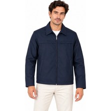 Defy Moda Erkek Su Itici Rüzgar Keser Astarlı Tam Fermuarlı 4 Mevsim Regular Fit Mont Ceket - Lacivert