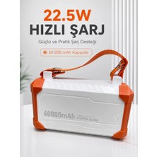 Nemere Ithalat 22.5W Hızlı Şarj Destekli 60000 Mah Powerbank 4 Dahili Kablolu Çoklu USB Type-C Çıkışlı Güç Bankası