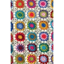 Trendexa Çiçekli Granny Squares Motifli, Tığ Işi Severler Için Noktalı Defter, Dın A5'ten Biraz Büyük