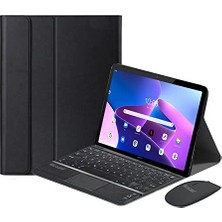 Trendexa Lenovo Tab M10 Plus TB125FU 10.61 Inch (3.nesil) Bluetooth Touchpad Klavye+Mouse+Kılıf -Bkk7 Siyah