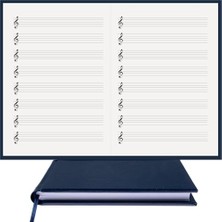 Trendexa Müzik Nota Defteri; (Sol Anahtarlı, Sol Kesik Çizgili)% 100 El Yapımı, El Dikişi, (Iplik Dikiş) Termo Deri A/5, Lacivert