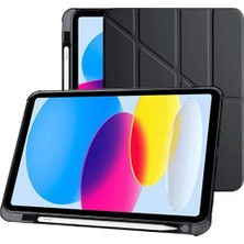 Trendexa Kılıf; Klasse Apple iPad 10.9 Inç 2022 10. Nesil Uyumlu Smart, Apple Pencil Kalemlikli, Trifold, Esnek, Mat, Darbeye Tam Dayanıklı Tablet Kılıfı (Siyah)