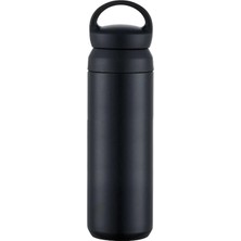 Tr Kapaklı Siyah Çelik Termos Matara - 750 ml Sızdırmaz Kilitli Mug - Doğal Ahşap Detaylı ve