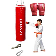 Tr Çocuk Dolu Boks Kum Torbası Boks Eldiveni Set + Askı Aparatı 70X25CM