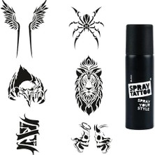 Trendexa Hırçın Tasarımlar Spray Tattoo Geçici Dövme Yapma Seti Dark Siyah