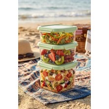 Trendexa 3'lü Set Sızdırmaz Saklama Kabı, 700-1000-1500 Ml, Yeşil