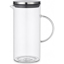 Trendexa Sürahi, 1500 ml Cam Metal Kapaklı Şeffaf Sürahi Dayanıklı Cam Gövde Ergonomik Sap Akıtmaz Ağız Tasarımı Soğuk Içecekler Için Limonata Meyve Suyu Su Sürahisi Modern Mutfak Kullanımı