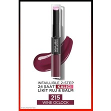 Trendexa 215 Wine Oclock Infaillible 2 Step, 24 Saat Kalıcı Likit Ruj ve Balm