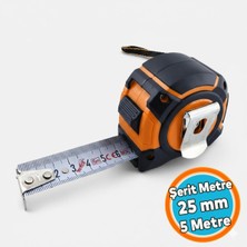 Tr Şerit Metre 5 Metre 25 mm Darbeye Dayanıklı Kilitli Profesyonel Ölçü Aleti