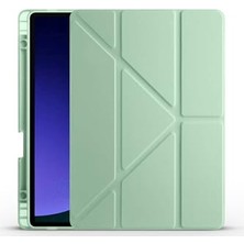 Trendexa Galaxy Tab S9 ile Uyumlu Tri Folding Kalem Bölmeli Standlı Açık Yeşil Kılıf 2