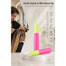 Tr Profesyonel Mandal Tığ Seti, Paslanmaz Çelik Kanca, Neon Pembe ve Yeşil, 16 Cm, Ergonomik Pla