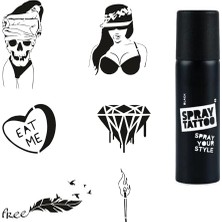 Trendexa Davetkar Modeller Spray Tattoo Geçici Dövme Seti Dark Sprey Dövme Kiti