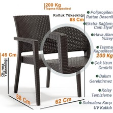 Tr Ada 3 Adet Rattan Koltuk, Bahçe Sandalyesi, Kahverengi