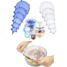Trendexa 6'lı Silikon Streç Kapak Seti, Süper Esnek, Sızdırmaz ve Yeniden Kullanılabilir Sağlıklı Gıda Koruyucu