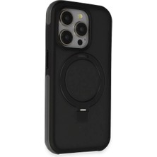 Bezos Joko Apple iPhone 15 Pro Uyumlu Zorda Airbag Magsafe Standlı Kapak - Siyah